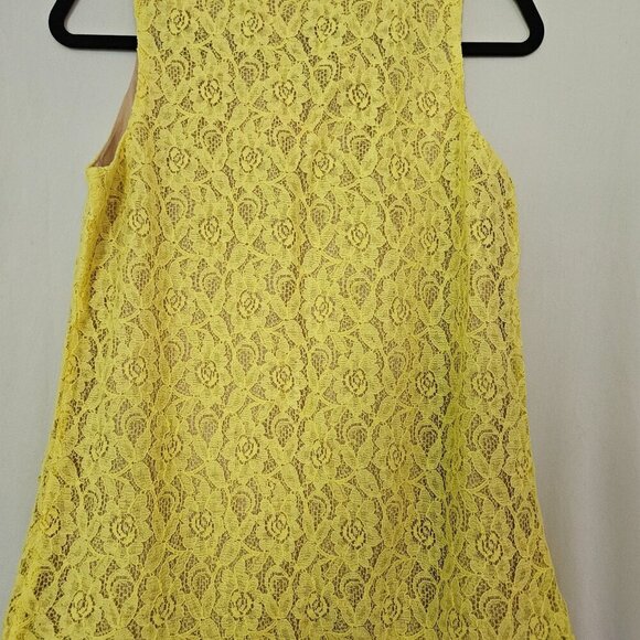 Ann Taylor Tank Top SMALL Lace Sleeveless Lined Shirt Yellow Scoop Neck  NWT - Picture 4 of 8